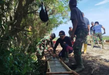 Satgas TMMD Kodim Aceh Barat Buat Penahanan Timbunan Jalan