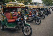 Becak Motor di Subulussalam Sepi Penumpang