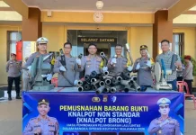 Polres Aceh Jaya Musnahkan 50 Knalpot Tidak Berstandar