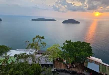 Pemandangan Indah Gunung Gurute Ramai saat Matahari Terbenam