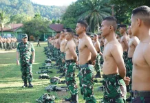 Dandim 0110/Abdya Sambut Kunker Pejabat Kodam IM di Yon TP 958/RM