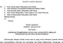 Pemkab Aceh Barat Terbitkan Edaran Cegah Karhutla dan Hemat Air