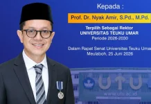 Prof Nyak Amir Terpilih sebagai Rektor Universitas Teuku Umar Periode 2026–2030