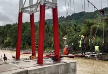 Kodim 0116/Nara Bangun Jembatan Gantung di Kecamatan Beutong Ateuh Banggalang