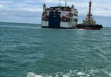 KMP Sinabang Terlilit Tali Jangkar Tongkang di Perairan Meulaboh