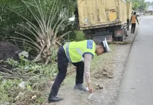 Satlantas Polres Aceh Barat Tangani Kecelakaan Tunggal di Meureubo