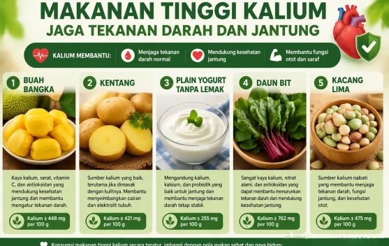 Makanan Tinggi Kalium Jaga Tekanan Darah dan Jantung