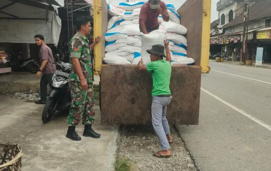 Babinsa Koramil 02/Kuala Batee Lakukan Pengawasan Pasokan Pupuk Subsidi
