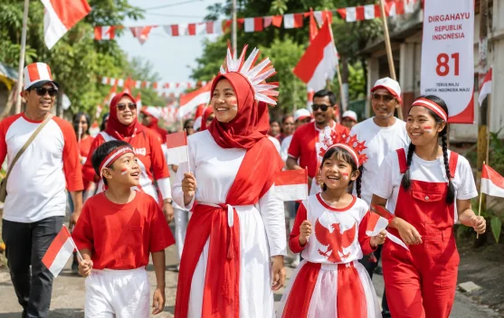 Kostum Merah Putih, Warga Mendadak Jadi Fashion Stylist