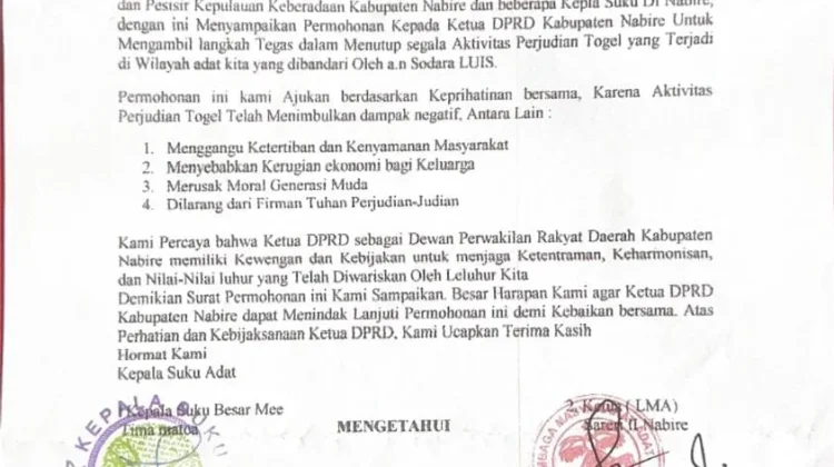 Tokoh Adat Desak DPRD Tutup Aktivitas Judi Togel, Dinilai Rusak Moral dan Ekonomi