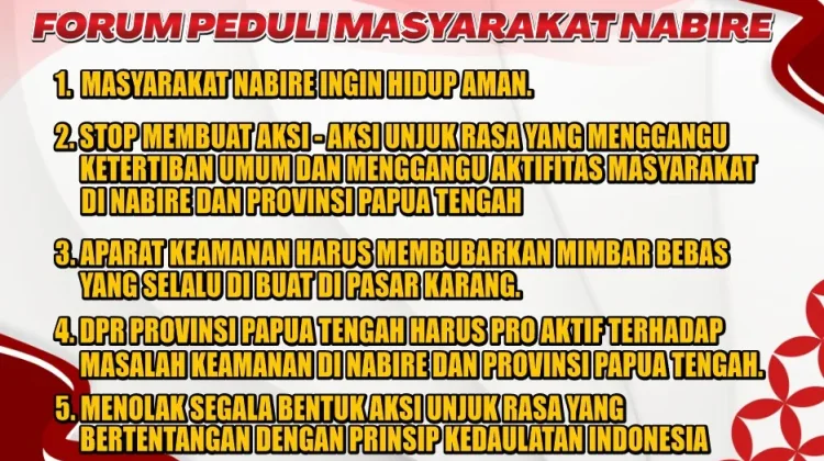 Besok, Forum Peduli Masyarakat Adat Nabire Gelar Aksi Damai di Kantor DPRP Papteng