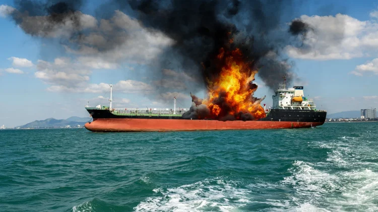 Kapal Tanker LNG Terbakar Hebat setelah Terkena Serangan Rudal di Selat Hormuz