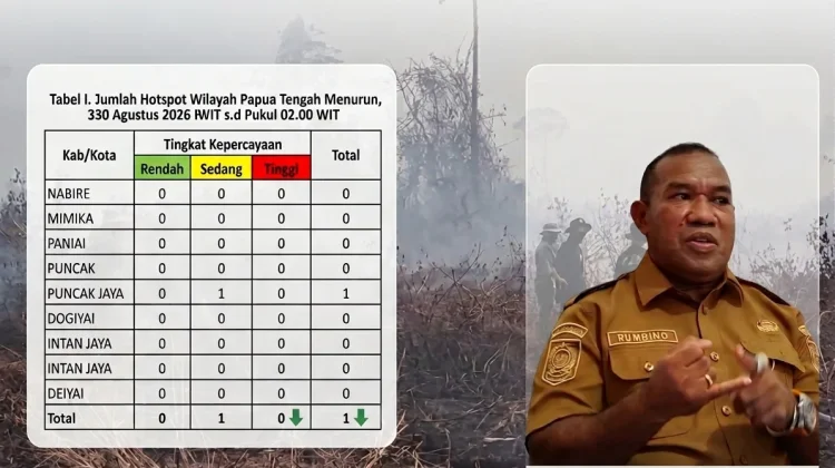 Sebaran Titik Hotspot di Papua Tengah Menurun, BPBDKP Sebut Nabire Tersisa 12 Titik