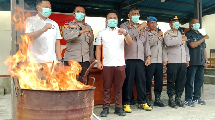Satresnarkoba Polres Nabire Musnahkan 21,56 Gram Ganja Hasil Pengungkapan