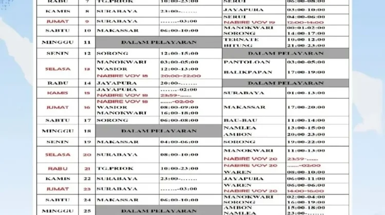 Pelni Nabire Rilis Jadwal Kapal Penumpang Oktober 2026