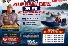 Sambut HUT Bhayangkara ke-80, Polda Papua Tengah gelar lomba balap perahu tempel