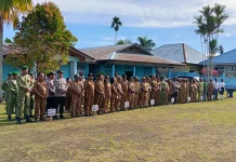 Distrik Nabire Perdana Menggelar Apel Lintas Sektor Melibatkan TNI dan Polri
