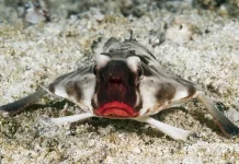 Red-Lipped Batfish, Ikan Berbibir Merah yang Berjalan di Dasar Laut