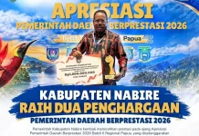 Kabupaten Nabire Raih Dua Penghargaan Pemerintah Daerah Berprestasi 2026