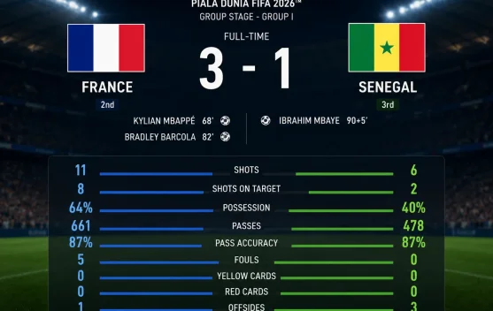 Prancis Tunjukkan Kelasnya, Senegal Takluk 3-1 di Piala Dunia FIFA 2026