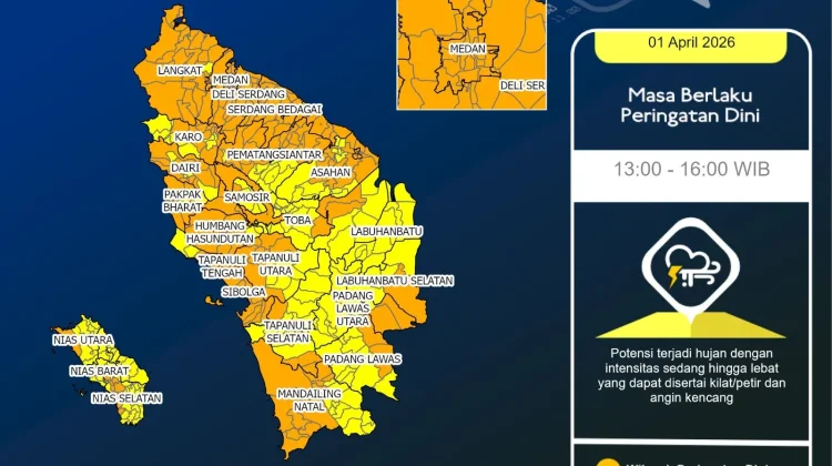 Update Peringatan Dini Cuaca Nisel 1 April Pukul 13.00 WIB