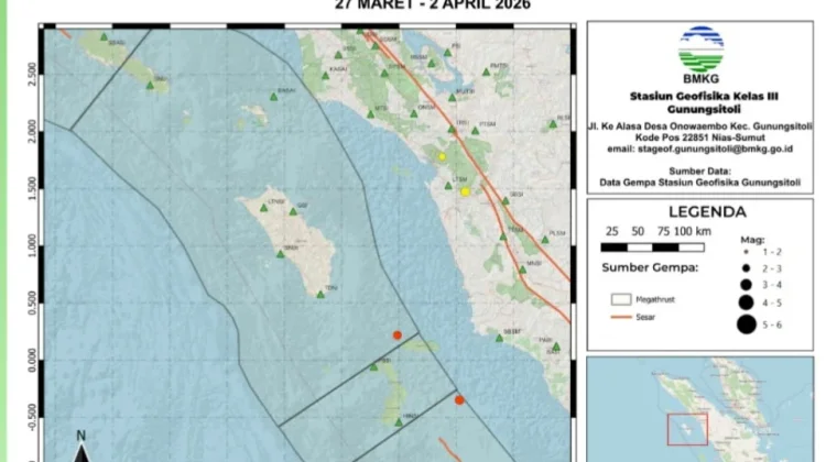 Frekuensi Gempa Kepulauan Nias Minggu Ini Berjumlah Empat Kali