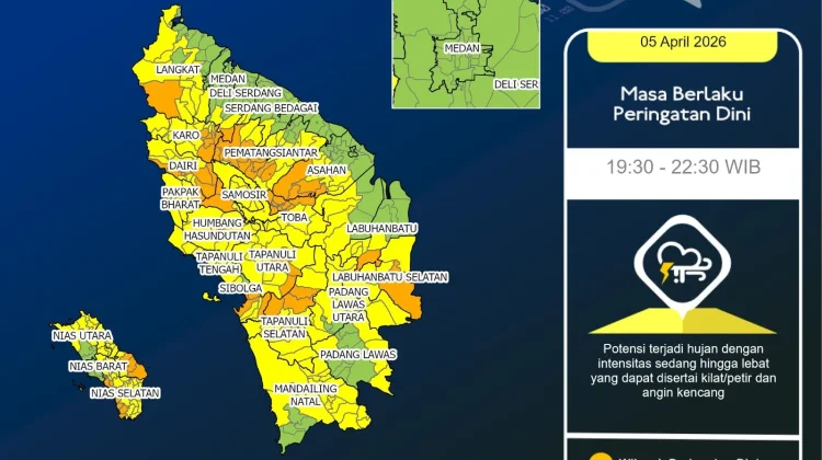 Update Peringatan Dini Cuaca Nisel 5 April Pukul 19.30 WIB