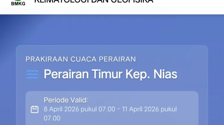 BMKG: Cuaca Kepulauan Nias Tidak Stabil Pengaruhi Wilayah Perairan Nias Selatan