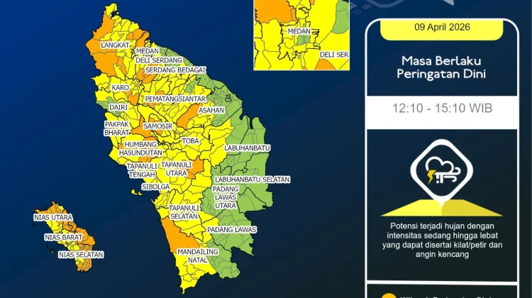 Update Peringatan Dini Cuaca Nisel 9 April Pukul 12.10 WIB