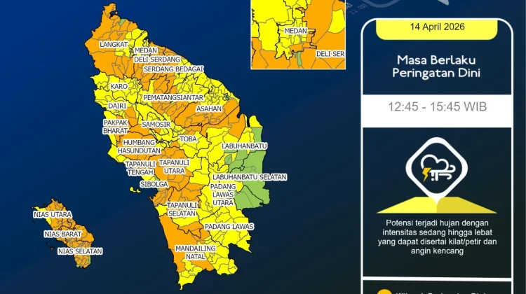 Update Peringatan Dini Cuaca Nisel 14 April Pukul 12.45 WIB