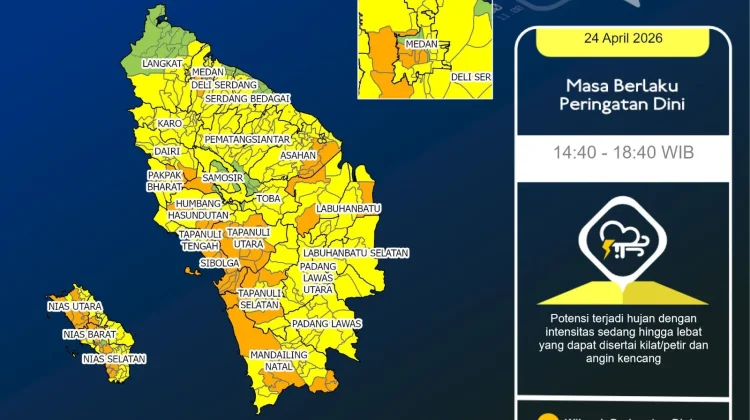 Update Peringatan Dini Cuaca Nisel 24 April Pukul 14.40 WIB