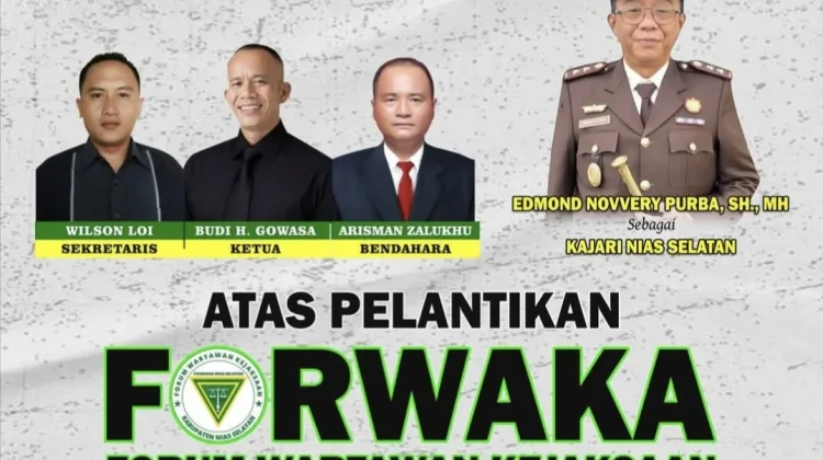 Pengurus Forwaka Nisel Dilantik, Kejari Nisel Tekankan Kode Etik Jurnalistik