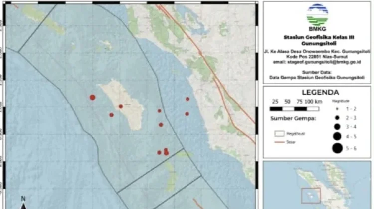 Aktivitas Gempa Kepulauan Nias Minggu Ini Berjumlah 10 Kali