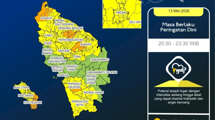 Update Peringatan Dini Cuaca Nisel 13 Mei Pukul 20.30 WIB