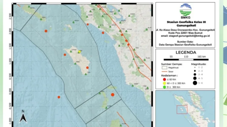 BMKG Catat 12 Kejadian Gempa di Kepulauan Nias Periode 8-14 Mei 2026