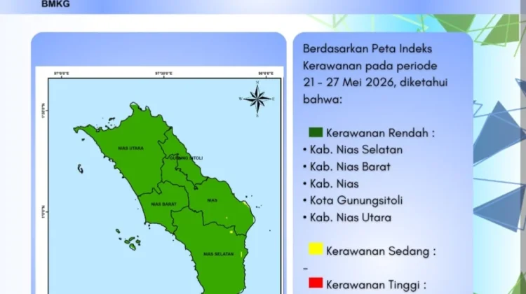 Indeks Kerawanan Petir di Kepulauan Nias Minggu Ini Rendah
