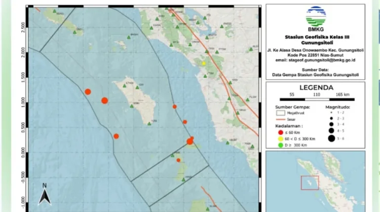 BMKG Catat 9 Gempa di Kepulauan Nias Periode 5-11 Juni 2026