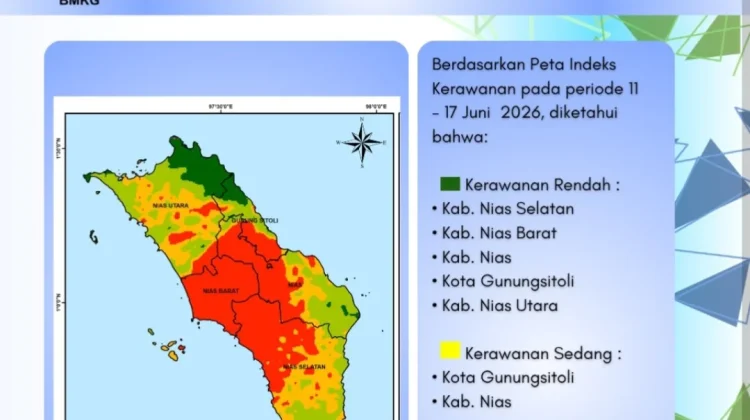 Total Aktivitas Petir Kepulauan Nias Minggu Ini Turun Jadi 6.556 Sambaran