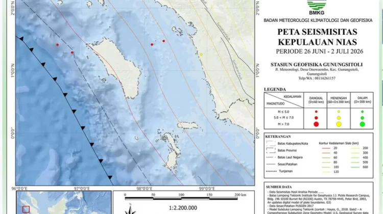 Total Seismitas Kepulauan Nias Minggu Ini Lima Kejadian