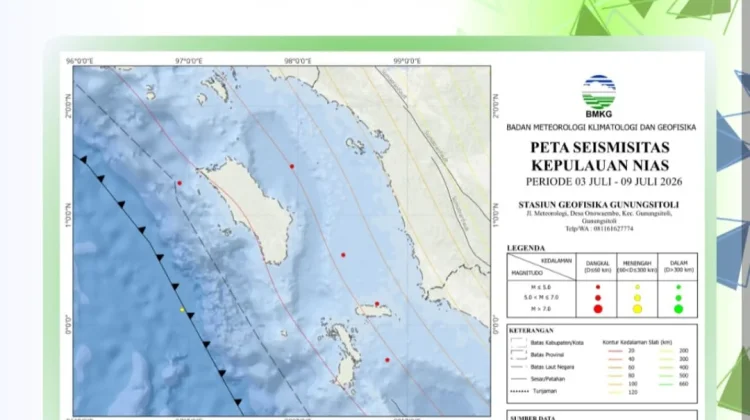 BMKG Catat Kejadian Gempa di Kepulauan Nias Minggu Ini Enam Kali