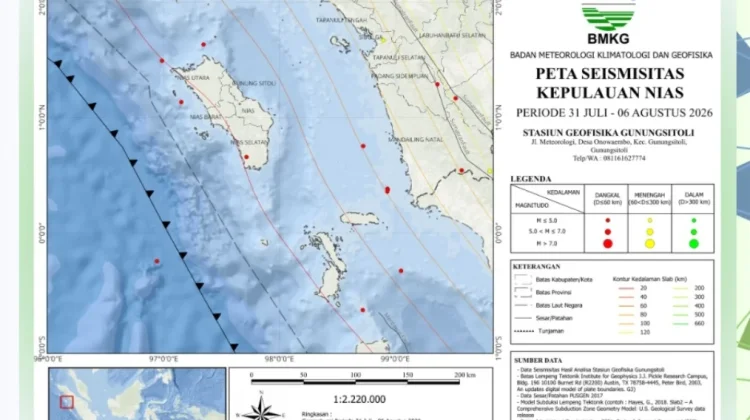 Total 17 Kejadian Gempa di Kepulauan Nias Terjadi Minggu Ini