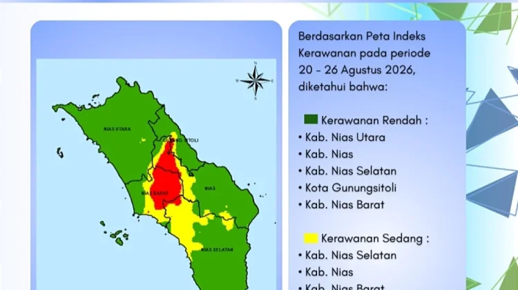 Aktivitas Petir Mingguan di Kepulauan Nias Naik Jadi 9.628 Kali Sambaran