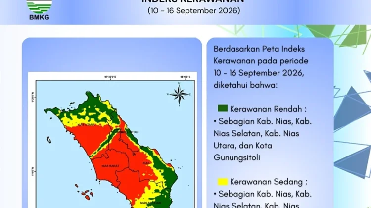 Masih Tinggi, Total Aktivitas Petir Mingguan Kepulauan Nias Capai 48.427 Sambaran