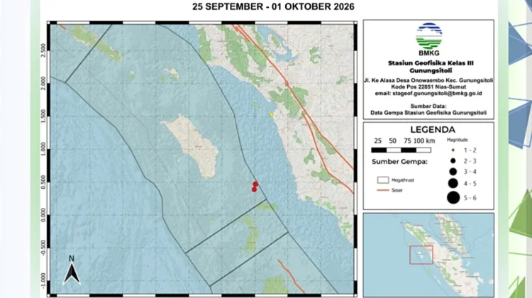 Total Tiga Kejadian Gempa di Kepulauan Nias Terjadi Minggu Ini