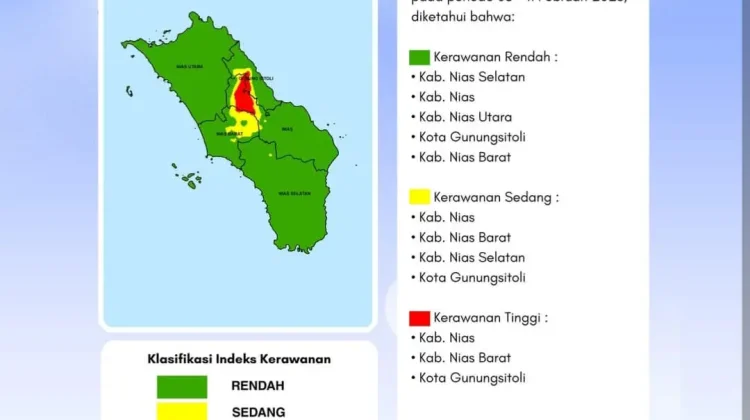 Aktivitas Petir Mingguan Kepulauan Nias Naik dari Sebelumnya