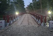 Jembatan Bailey di Sifalago Gomo Rampung, Camat Boronadu Apresiasi Kinerja TNI