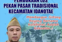 Gerakkan Perekonomian, Masyarakat Idanotae Bangun Los Pekan Secara Swadaya