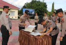 Kapolres Nias Selatan Pimpin Sertijab Kasat Binmas-Kabag SDM