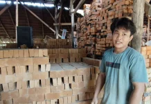 Peluang Ekonomi Menjanjikan, Fredo Duha Serius Tekuni Usaha Pembuatan Batu Bata
