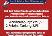 Dua Nama Lolos Seleksi Tenaga Pendukung Kantah Nias